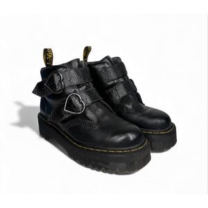 Dr Martens Doc Martens Devon Heart Platform Boots Ankle Black Leather Women 10